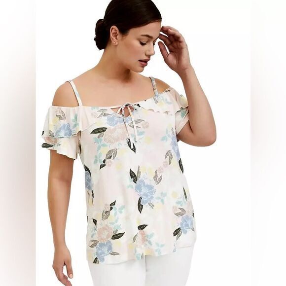 Torrid super‎ Soft Knit Floral cold shoulder size 00 NWT - Picture 2 of 14